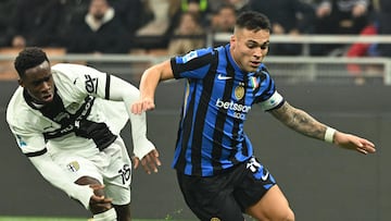 Lautaro Martínez durante el partido contra el Parma.
