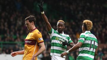 Moussa Dembele after scoring against Motherwell today