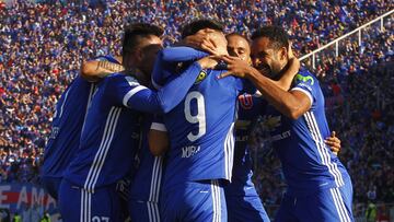 Futbol, Universidad de Chile vs San Luis.
 Decimoquinta fecha, campeonato de Clausura 2016/17
 El jugador de Universidad de Chile Felipe Mora, celebra su gol contra San Luis  durante el partido de primera division en el estadio Nacional.
 Santiago, Chile.