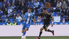 Lautaro de León durante un partido con el Celta B frente al Deportivo.