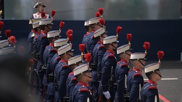 Desfile del D¨ªa de las Fuerzas Armadas 2025, a 7 de junio de 2025, en Santa Cruz de Tenerife, Tenerife, Canarias (Espa?a). Un total de 3.266 efectivos, 2 841 hombres y 425 mujeres, del Ej¨¦rcito de Tierra, la Armada, el Ej¨¦rcito del Aire y del Espacio, la Unidad Militar de Emergencias, la Guardia Real y la Guardia Civil participan en el D¨ªa de las Fuerzas Armadas (DIFAS). Una de las novedades es que por bienestar animal, los caballos que escoltaban al Rey no participan en el desfile este a?o.
07 JUNIO 2025;FUERZAS ARMADAS;REYES;DEFENSA;MILITARES;SEGURIDAD;EJERCITO;EFECTIVOS
Europa Press Canarias
07/06/2025