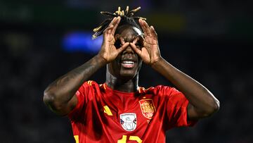 Nico Willimas celebra un tanto durante el duelo de la selección española ante Georgia.