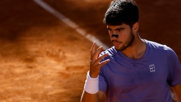 Carlos Alcaraz, en el partido contra Lorenzo Musetti.