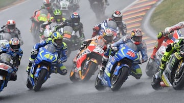 Los piltoos de MotoGP durante la carrera de Sachsenring de este año.