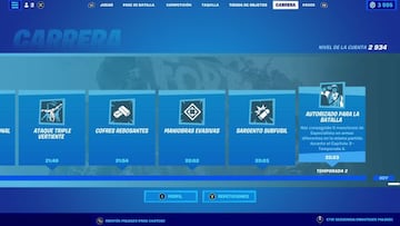 Encontraremos los Logros/Legados en la pesta&ntilde;a "Carrera" del men&uacute; de Fortnite Battle Royale