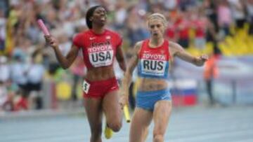 Rusia vence a EE.UU. en el 4x400 en una final muy ajustada.