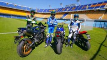Pol y Aleix Espargaró y Yonny Hernández en La Bombonera.