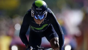 Nairo Quintana durante la primera etapa de la Vuelta a España.