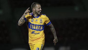 Nicolas Lopez celebrates his goal 0-1 of Tigres during the game FC Juarez vs Tigres UANL, corresponding to the fifth round match of the Torneo Guard1anes Clausura 2021 of the Liga BBVA MX, at Olimpico Benito Juarez Stadium, on April 14, 2021.
<br><br>
Nicolas Lopez celebra su gol 0-1 de Tigres durante el partido FC Juarez vs Tigres UANL, correspondiente a la Jornada 05 del Torneo Clausura Guard1anes 2021 de la Liga BBVA MX, en el Estadio Olimpico Benito Juarez, el 14 de Abril de 2021.