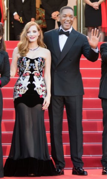 Jessica Chastain con el actor Will Smith, también jurado en el Festival