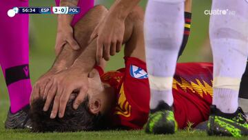 Oyarzabal abandonó el campo en camilla y llorando: no es grave