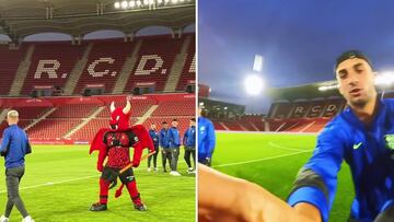 La mascota del Mallorca se va a ‘pegar’ a los del Barça con una cámara oculta: tienen que ver lo de Olmo y Ferran