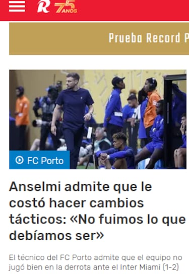 Prensa en Portugal reacciona a la derrota de Martín Anselmi ante Messi