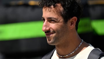 RB's Australian driver Daniel Ricciardo arrives at the Bahrain International Circuit ahead of the Bahrain Formula One Grand Prix in Sakhir on February 28, 2024. (Photo by ANDREJ ISAKOVIC / AFP)