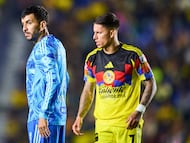 Angel Correa of Tigres and Brian Rodriguez of America during the 8th round match between America and Tigres UANL as part of the Liga BBVA MX Varonil, Torneo Clausura 2026 at Ciudad de los Deportes Stadium, on February 28, 2026 in Mexico City, Mexico.