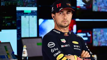 Red Bull Racing's Mexican driver Sergio Perez looks on prior to the start of the first practice session, ahead of the Italian Formula One Grand Prix at Autodromo Nazionale Monza circuit, in Monza on September 1, 2023. (Photo by Marco BERTORELLO / AFP)