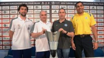 Llull, Laso, Blatt y Blu, antes de la final de la Eurtoliga del 2014 entre el Madrid y el Maccabi.