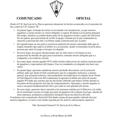El San Luis justifica la agresión a un árbitro: “Sus decisiones propician este comportamiento”
