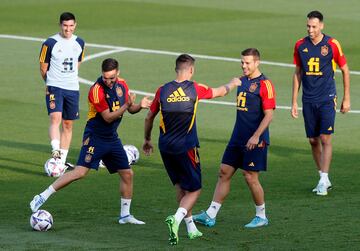 Pablo Sarabia, Álvaro Morata, César Azpilicueta y Sergio Busquets.