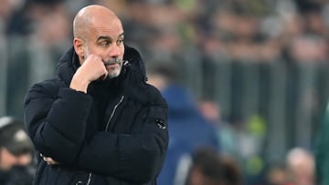 Pep Guardiola, entrenador del Manchester City, durante un partido.