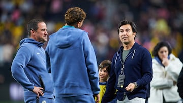 Andre Soares Jardine head coach of America and Sergio Perez during the match between Inter Miami and America as part of the friendly match, at Allegiant Stadium on January 18, 2025 in Las Vegas, Nevada, United States.