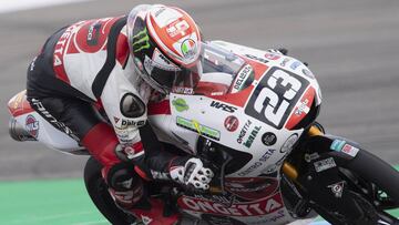 ASSEN, NETHERLANDS - JUNE 28: Niccolo Antonelli of Italy and Sic 58 Squadra Corse   rounds the bend  during the MotoGP Netherlands - Free Practice on June 28, 2019 in Assen, Netherlands. (Photo by Mirco Lazzari gp/Getty Images)