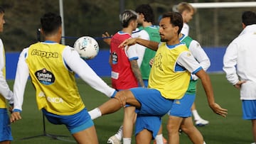 El lateral italiano Giacomo Quagliata, durante un entrenamiento con el Deportivo.