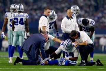 Bryant no fue la ¨²nica baja importante que sufrieron los Cowboys, ya que en la primera mitad se lesion¨® el Defensive End rookie Randy Gregory, que estaba cuajando un gran encuentro.
