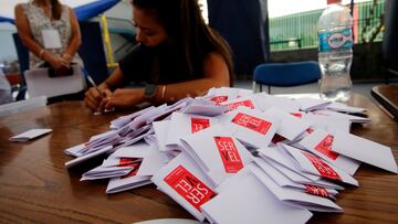 Santiago, 19 de diciembre 2021.
Se realiza conteo de votos en el Colegio Companía de Maria Apoquindo en la comuna de La Condes durante las Elecciones Presidenciales 2021.
Javier Salvo/Aton Chile