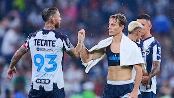 Sergio Ramos and Sergio Canales of Monterrey during the 3rd round match between Monterrey and Atlas as part of the Liga BBVA MX, Torneo Apertura 2025 at BBVA Bancomer Stadium, on July 26, 2025 in Monterrey, Nuevo Leon, Mexico.