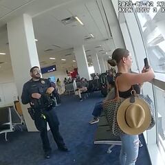 Police bodycam footage shows Tiffany Gomas saying plane is going to “blow up”