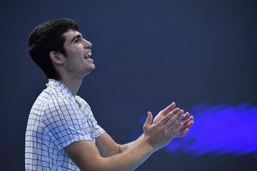 Carlos Alcaraz tras ganar a sebastian Korda y proclamarse campeón de la Next Gen ATP Finals.