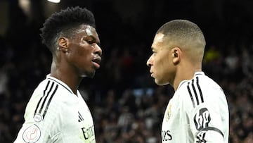 Tchouameni y Mbappé, durante el partido del Madrid contra el Celta.