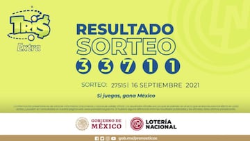 Resultados Lotería Tris Extra hoy: ganadores y números premiados | 16 septiembre