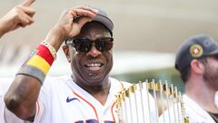 HOUSTON, TEXAS - NOVEMBER 07: Dusty Baker Jr. #12 of the Houston Astros participates in the World Series Parade on November 07, 2022 in Houston, Texas.   Carmen Mandato/Getty Images/AFP