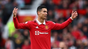 FILE PHOTO: Soccer Football - Premier League - Manchester United v Newcastle United - Old Trafford, Manchester, Britain - October 16, 2022 Manchester United's Cristiano Ronaldo reacts after a goal he scored is disallowed REUTERS/David Klein EDITORIAL USE ONLY. No use with unauthorized audio, video, data, fixture lists, club/league logos or 'live' services. Online in-match use limited to 75 images, no video emulation. No use in betting, games or single club /league/player publications.  Please contact your account representative for further details./File Photo