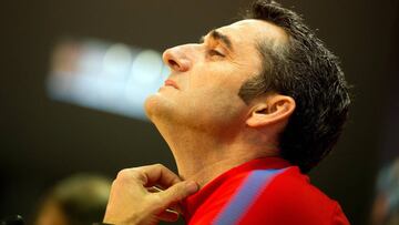 GRAF1773. BARCELONA, 31/1/2018.- El entrenador del FC Barcelona, Ernesto Valverde, durante la rueda de prensa que ha ofrecido antes del entrenamiento que el equipo azulgrana ha realizado para preparar el encuentro de ida de las semifinales de la Copa del