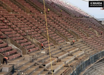 La colocación de las butacas en las obras del Wanda Metropolitano