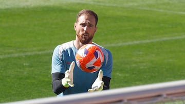 Jan Oblak, en un entrenamiento del Atl¨¦tico.