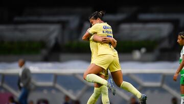    Kiana Palacios celebrates her goal 1-0 with Selene Valera of America during the game America vs Santos, corresponding Round 02 the Torneo Apertura 2022 of the Liga BBVA MX Femenil at Azteca Stadium, on July 19, 2022.

<br><br>

 Kiana Palacios celebra su gol 1-0 con Selene Valera de America durante el partido America vs Santos, correspondiente a la Jornada 02 del Torneo Apertura 2022 de la Liga BBVA MX Femenil en el Estadio Azteca, el 19 de julio de 2022.