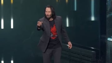 Keanu Reeves durante la conferencia de Microsoft en el E3 2019.