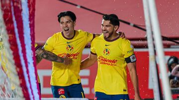 Henry Martin celebrates his goal 1-1 of America during the 9th round match between Necaxa and America as part of the Liga BBVA MX, Torneo Apertura 2024 at Victoria Stadium on September 21, 2024 in Aguascalientes, Mexico.
