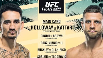 Max Holloway y Calvin Kattar en el cartel promocional del UFC Fight Island 7.