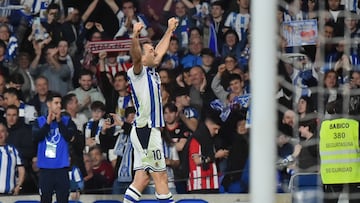 Mikel Oyarzabal anotó el gol de la Real Sociedad en Anoeta en el derbi copero ante el Athletic.
