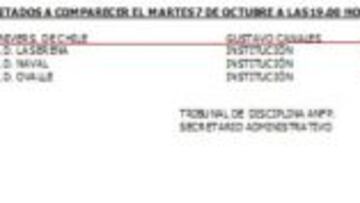 Canales fue citado por el Tribunal de Disciplina.
