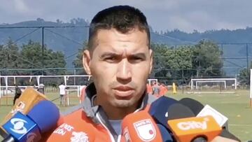 Leando Castellanos en zon mixta en la previa del partido contra Envigado