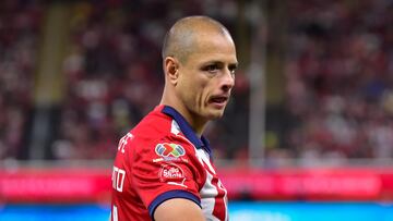 Javier -Chicharito- Hernandez of Guadalajara during the 12th round match between Guadalajara and America as part of the Torneo Clausura 2024 Liga BBVA MX at Akron Stadium on March 16, 2024 in Guadalajara, Jalisco, Mexico.
