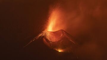 The Cumbre Vieja volcano continues to erupt on November 11, 2021 in La Palma, Spain. 