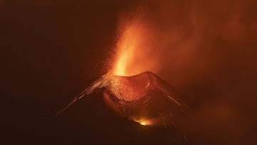 The Cumbre Vieja volcano continues to erupt on November 11, 2021 in La Palma, Spain. 