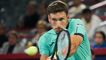 Montreal (Canada), 12/08/2022.- Pablo Carreno Busta of Spain in action against Jack Draper of England during the men's quater-finals of the ATP National Bank Open tennis tournament, in Montreal, Canada, 12 August 2022. (Tenis, Abierto, España) EFE/EPA/ANDRE PICHETTE
